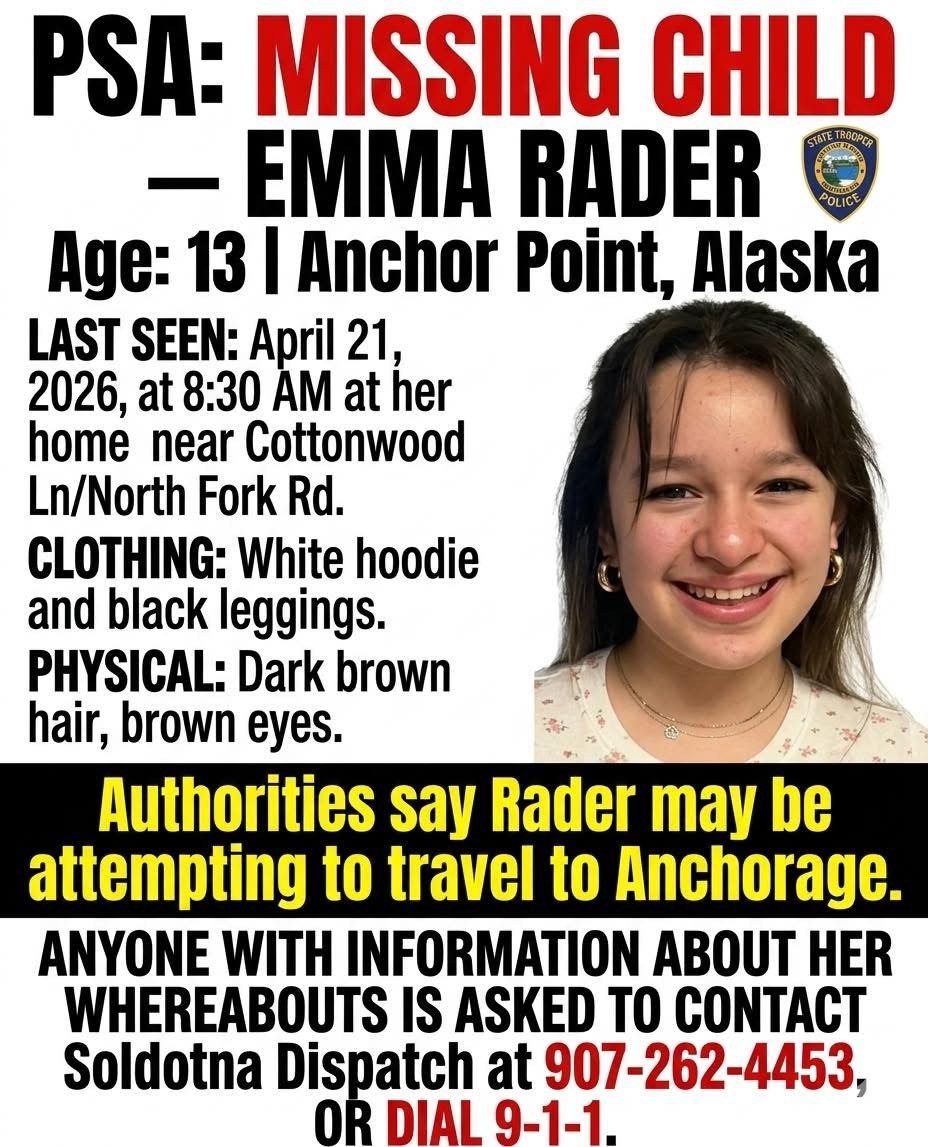 13-year-old missing from Anchor Point