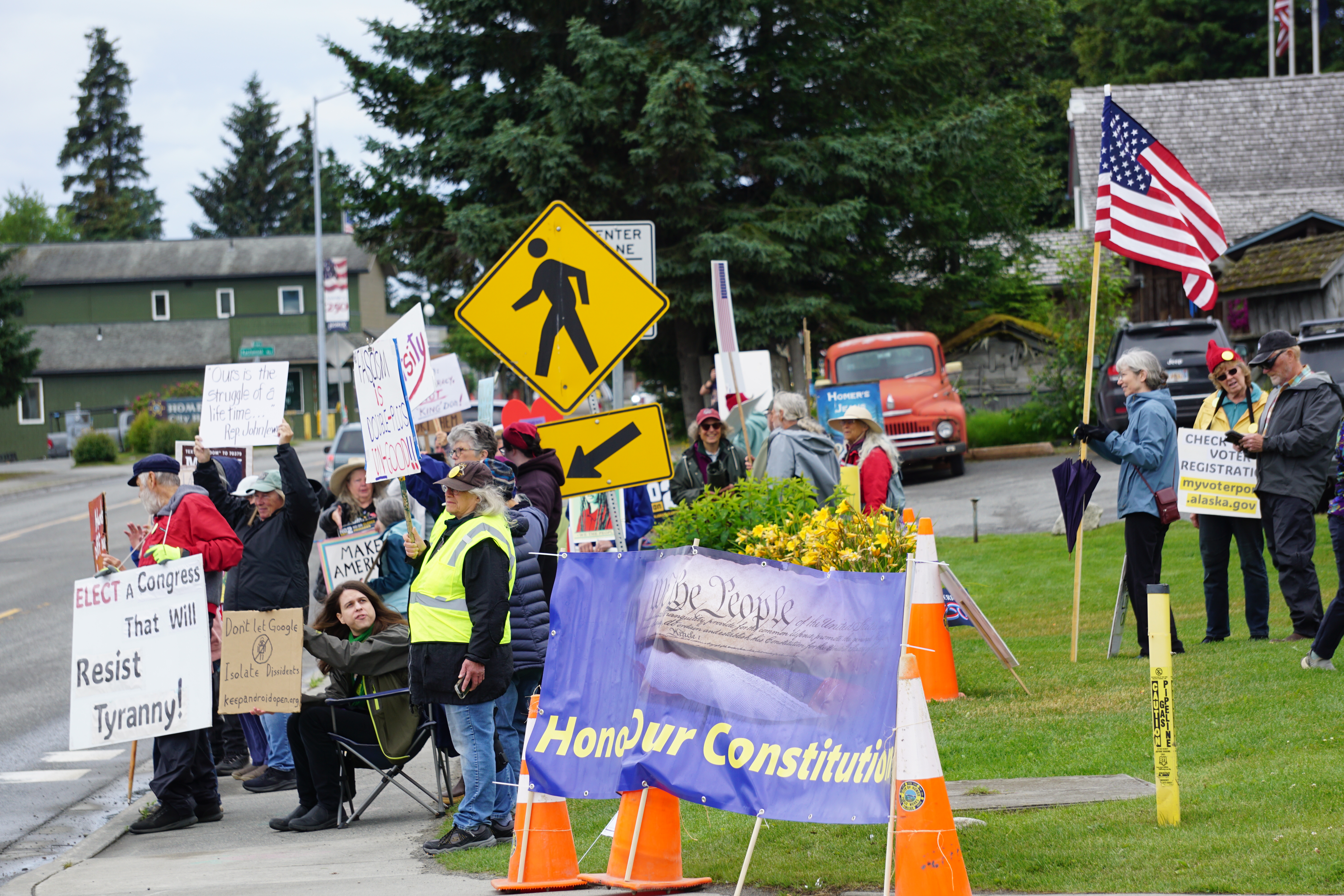 ‘Good Trouble’ protest draws about 100